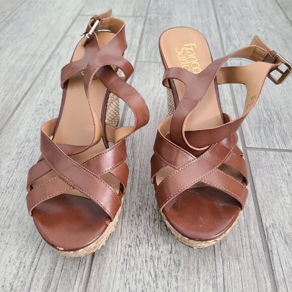 Franco Sarto women's brown espadrille wedges heels size 8 - Picture 4 of 12